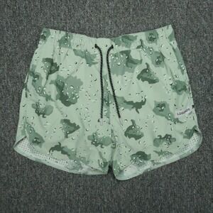 Legends Shorts Mens Medium Green Camo Luka HD Athletic Lined Zip Pocket Running